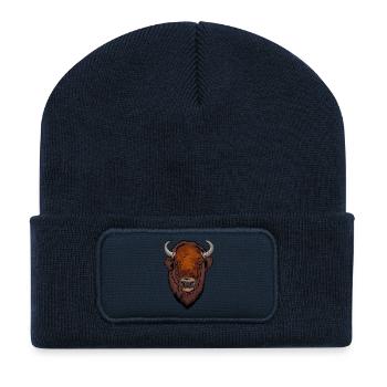 Tête de bison - Beanie recyclé à patch - bleu marine - Devant