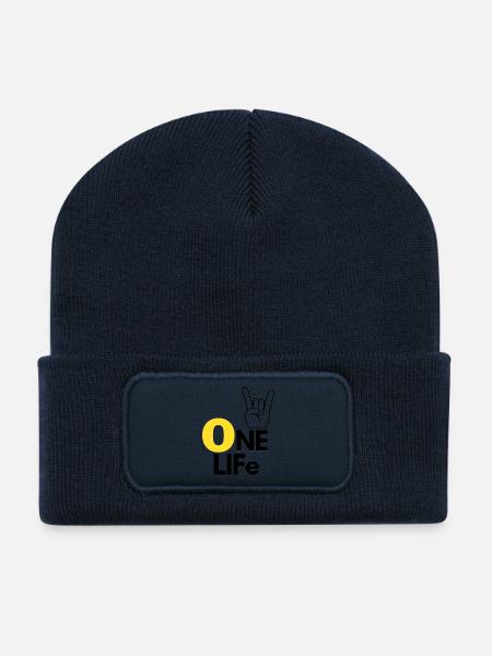 One life - Beanie recyclé à patch - bleu marine