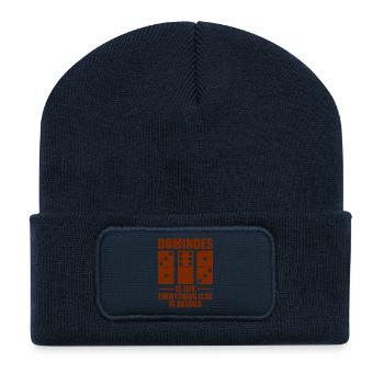 Conception de domino - Beanie recyclé à patch - bleu marine - Devant