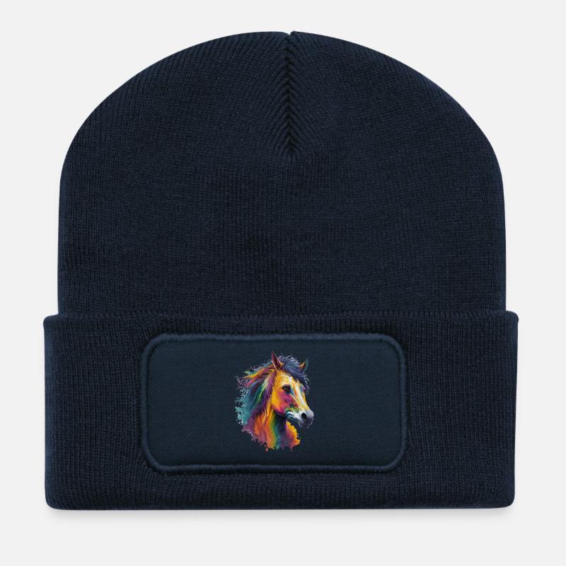 cooles Traum Pferd, für alle Pferde-Fans - Recycelte Patch Beanie - French Navy