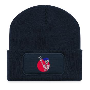 Hey Friends Cool and Funny Skeleton - Recycled Patch Beanie - french navy - Front