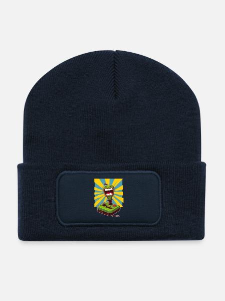 Joystick 01 - Beanie recyclé à patch - bleu marine