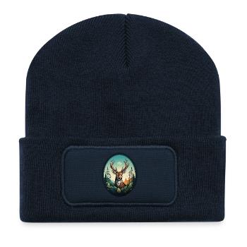 Renne - Beanie recyclé à patch - bleu marine - Devant