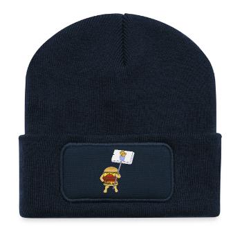 Burger de protestation en faveur des frites - Beanie recyclé à patch - bleu marine - Devant