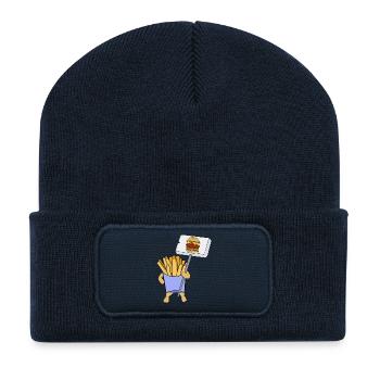Les frites protestent en faveur des hamburgers - Beanie recyclé à patch - bleu marine - Devant