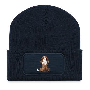 Basset Hund - Recycelte Patch Beanie - French Navy - Vorne