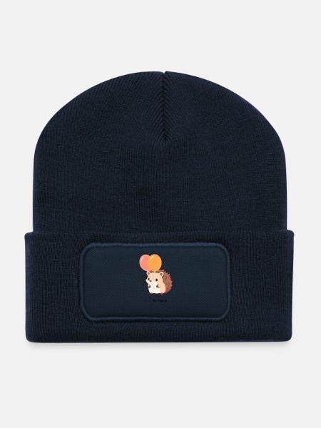 Cute Hedgehog - Recycled Patch Beanie - french navy