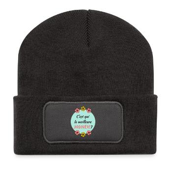 MAMIE - Beanie recyclé à patch - charbon - Devant