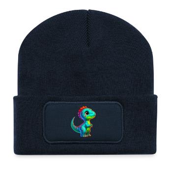 Dinosaure - Beanie recyclé à patch - bleu marine - Devant