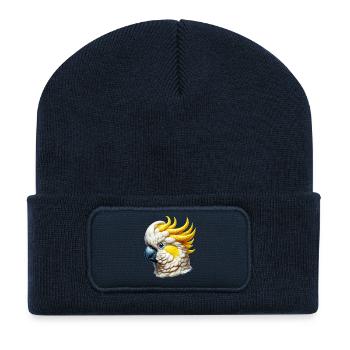 Cockatoo Parrot - Recycled Patch Beanie - french navy - Front