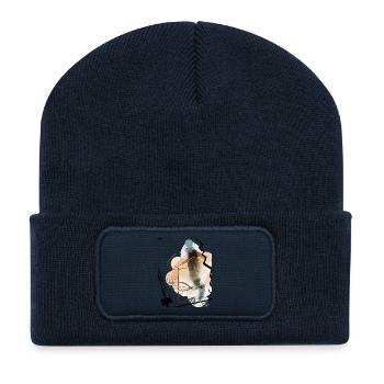 Aquarelle abstraite Tons de terre - Beanie recyclé à patch - bleu marine - Devant