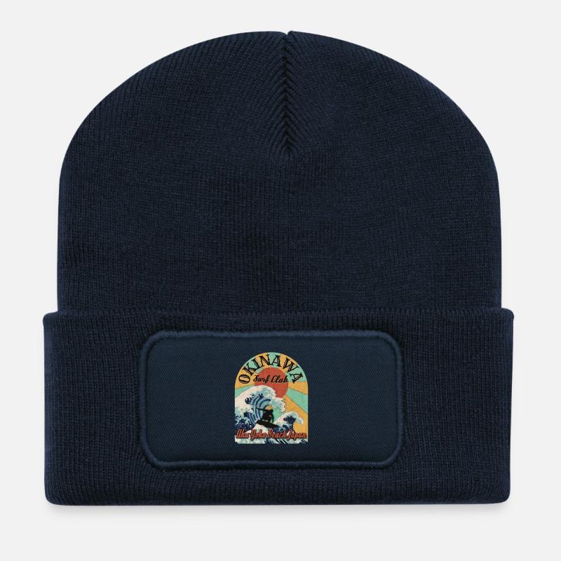 Okinawa Surf Club (Distressed) - Recycelte Patch Beanie - French Navy