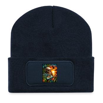 Iguana at sunset - Recycled Patch Beanie - french navy - Front