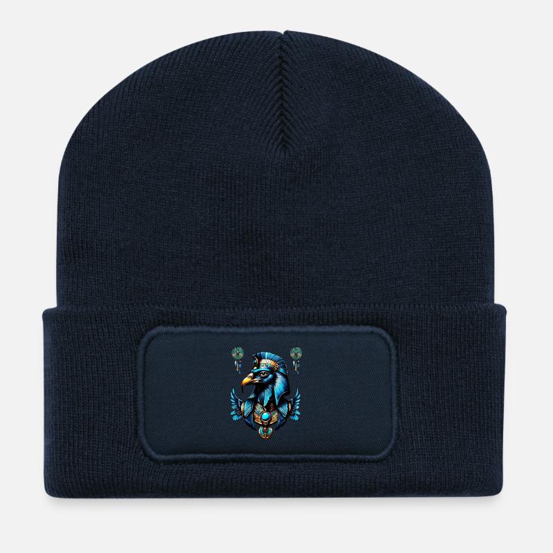 Horus, der ägyptische Falkengott. - Recycelte Patch Beanie - French Navy