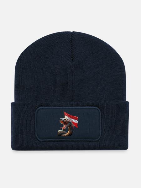 A cool snake with Austria flag - Recycled Patch Beanie - french navy