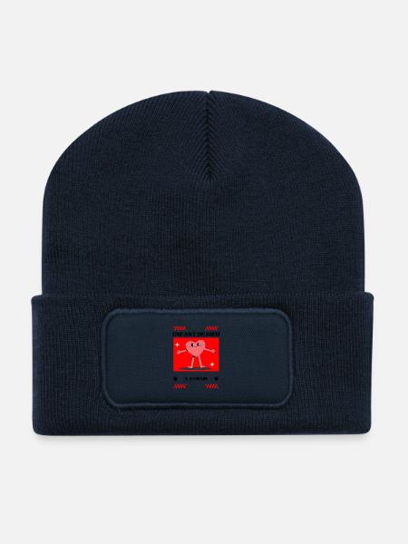 Animiertes Herz Freund T-Shirt - Recycelte Patch Beanie - French Navy