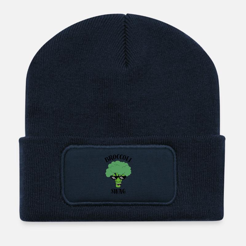 Lachende Brokkoli mit Sonnenbrille - Recycelte Patch Beanie - French Navy