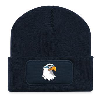Aigle et lunettes galactiques - Beanie recyclé à patch - bleu marine - Devant