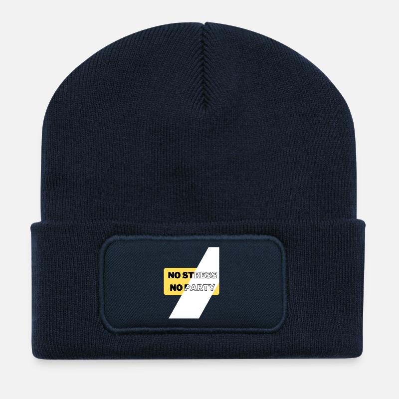 No Stress No Party - Recycled Patch Beanie - french navy