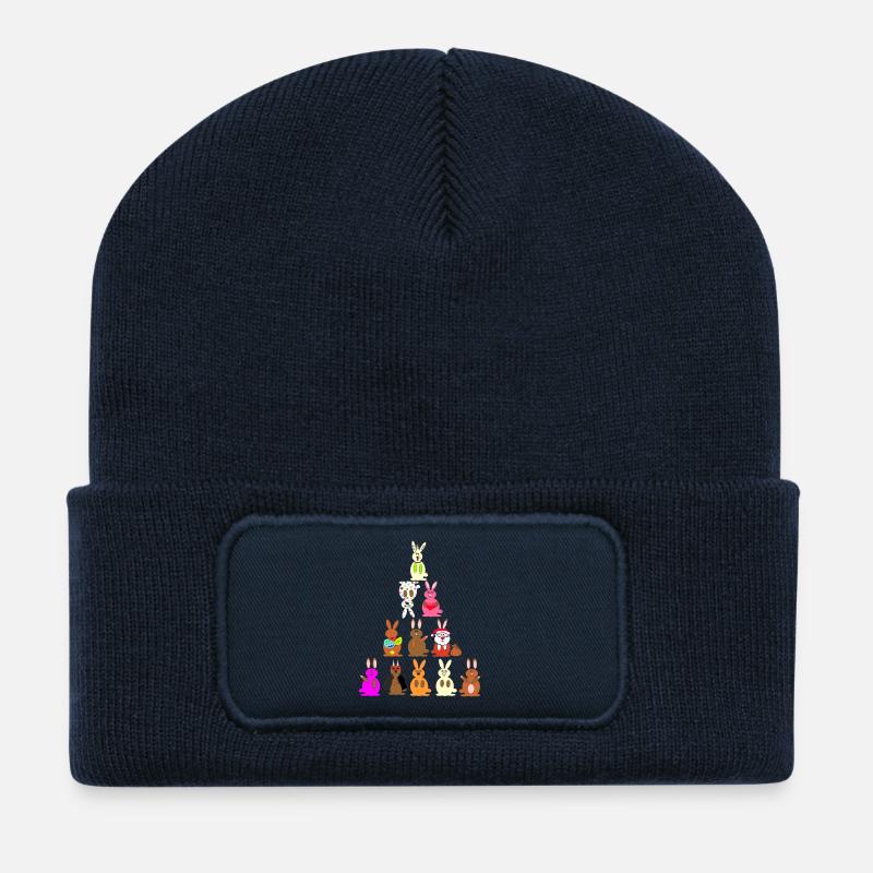 Witzige Kaninchen Comic bunt - Recycelte Patch Beanie - French Navy