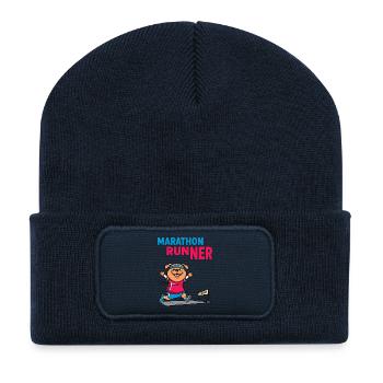 Hunde Marathonläufer - Recycelte Patch Beanie - French Navy - Vorne
