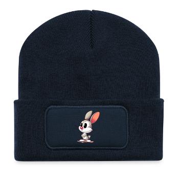 Lapin - Beanie recyclé à patch - bleu marine - Devant