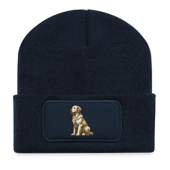 Golden Retriever - Recycled Patch Beanie - french navy - Front