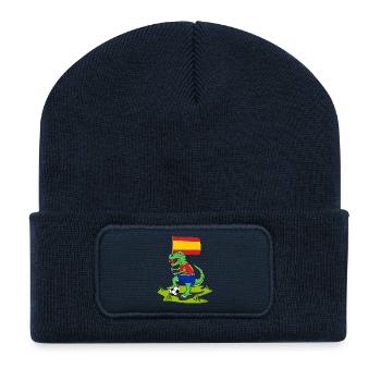 Drapeau de l’Espagne Dinosaure Rex Football - Beanie recyclé à patch - bleu marine - Devant