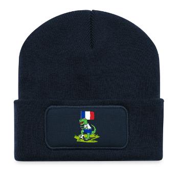 France Flag Dinosaur Rex Football - Recycled Patch Beanie - french navy - Front