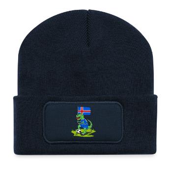 Drapeau de l’Islande Dinosaure Rex Football - Beanie recyclé à patch - bleu marine - Devant