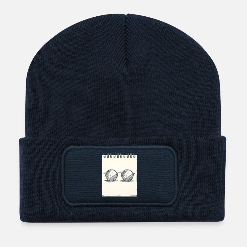 Zeichnung einer Brille - Recycelte Patch Beanie - French Navy