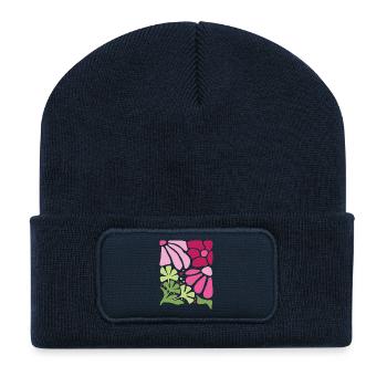 Boho Flowers Spring Summer Garden Nature - Recycled Patch Beanie - french navy - Front
