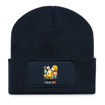 Pâques Pâques Lapin Veille de Pâques Dimanche de Pâques Oeuf de Pâques Printemps - Beanie recyclé à patch - bleu marine - Devant