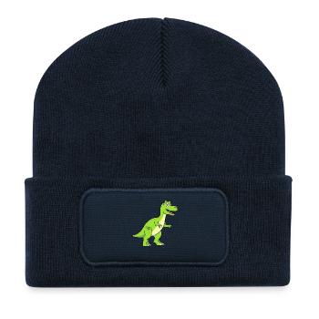 Drôle Cher Dino rieur dinosaure T rex - Beanie recyclé à patch - bleu marine - Devant