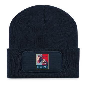 Bière Houblon Brassage de la bière Bière artisanale Obama Hope Houblon - Beanie recyclé à patch - bleu marine - Devant