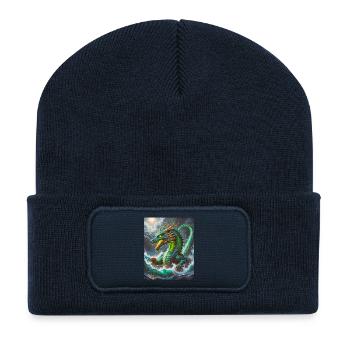 Ryujin Majestic sea dragon god rising from turbule - Recycled Patch Beanie - french navy - Front
