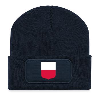 Pologne - Beanie recyclé à patch - bleu marine - Devant