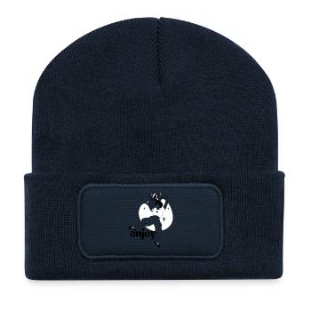 Garçon dansant avec lune et étoiles Design - Beanie recyclé à patch - bleu marine - Devant