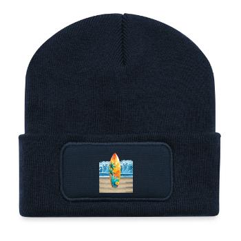 "Ride the Wave - Hawaian Surf Vibes" - Recycelte Patch Beanie - French Navy - Vorne