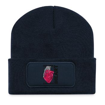 Cœur explosant - Beanie recyclé à patch - bleu marine - Devant