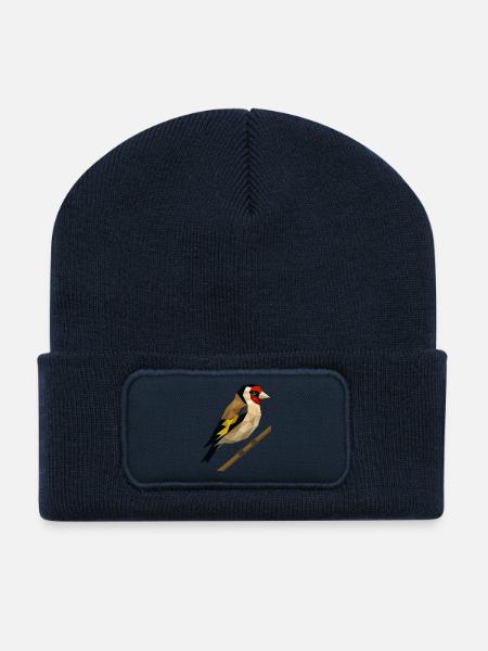 Polygonaler Distelfink – Geometrische Eleganz - Recycelte Patch Beanie - French Navy