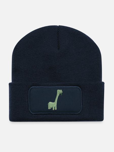 Diplodocus Décontracté Dessin Animé - Beanie recyclé à patch - bleu marine