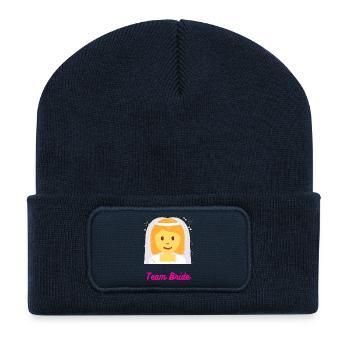 Team Bride - Enterrement de vie de garçon - Beanie recyclé à patch - bleu marine - Devant
