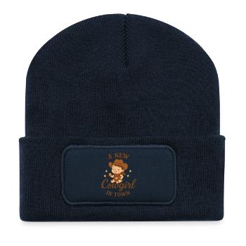 Ein neues Cow girl im Ort - Recycelte Patch Beanie - French Navy - Vorne