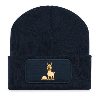 Humorous llama illustration - Recycled Patch Beanie - french navy - Front