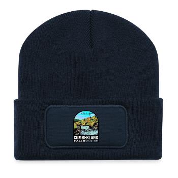 Autumn at Cumberland Falls - Kentucky Nature Desig - Recycled Patch Beanie - french navy - Front