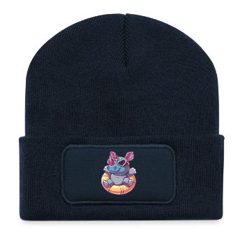 Rhino Bande dessinée Cool - Beanie recyclé à patch - bleu marine - Devant