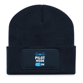 Pilot Mode On – FPV Drohnen-Motiv im Tech-Stil - Recycelte Patch Beanie - French Navy - Vorne