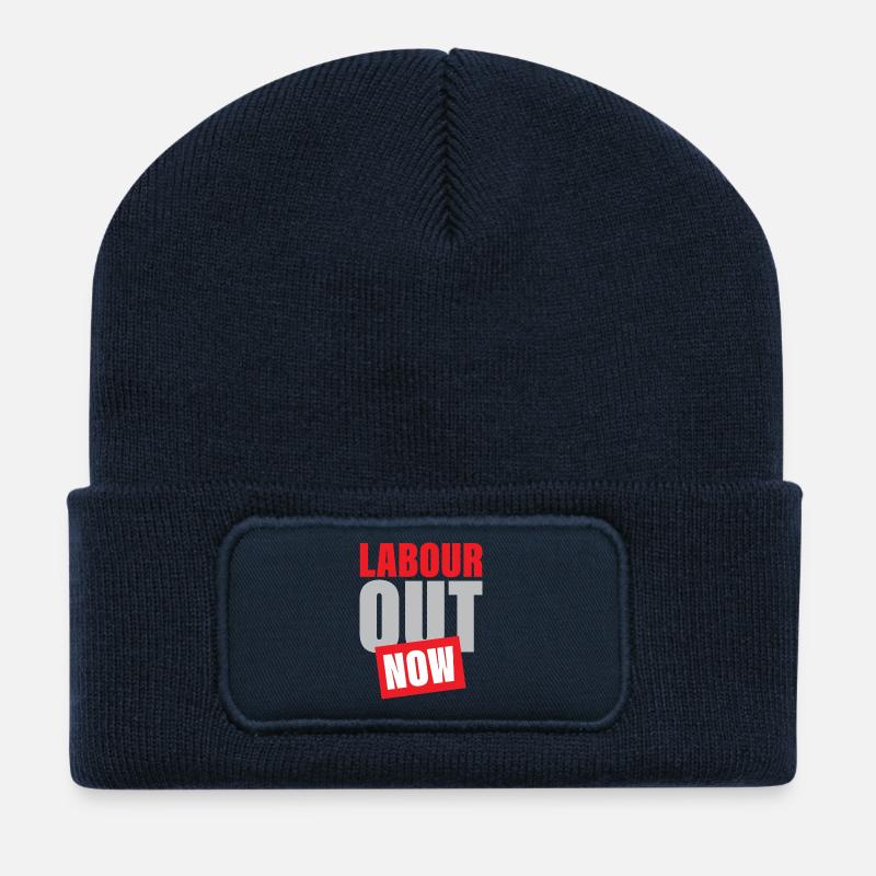 Labour out Now Mutiges Protestdesign - Recycelte Patch Beanie - French Navy
