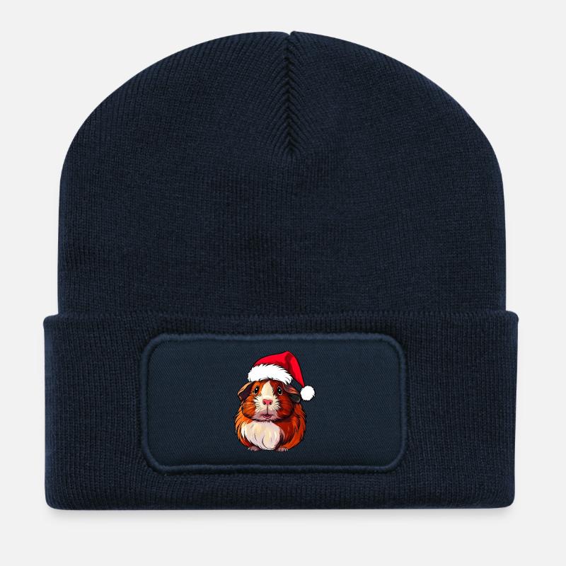 Weihnachtsmann Meerschweinchen - Recycelte Patch Beanie - French Navy